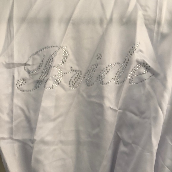 White silk, Rhinestone Bride Robe - Picture 2 of 4